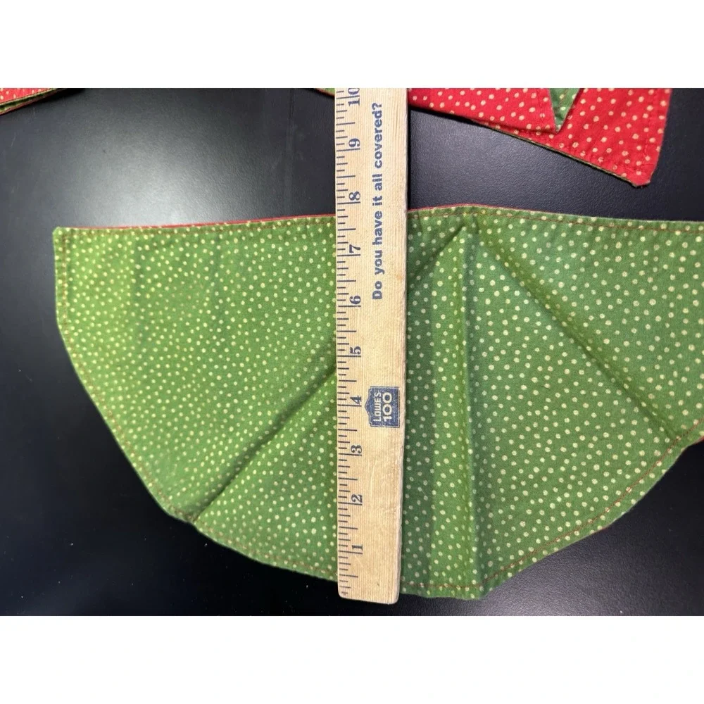 Vintage‎ Handmade Set Of 10 Christmas Tree Fabric Napkins Double Sided Moon